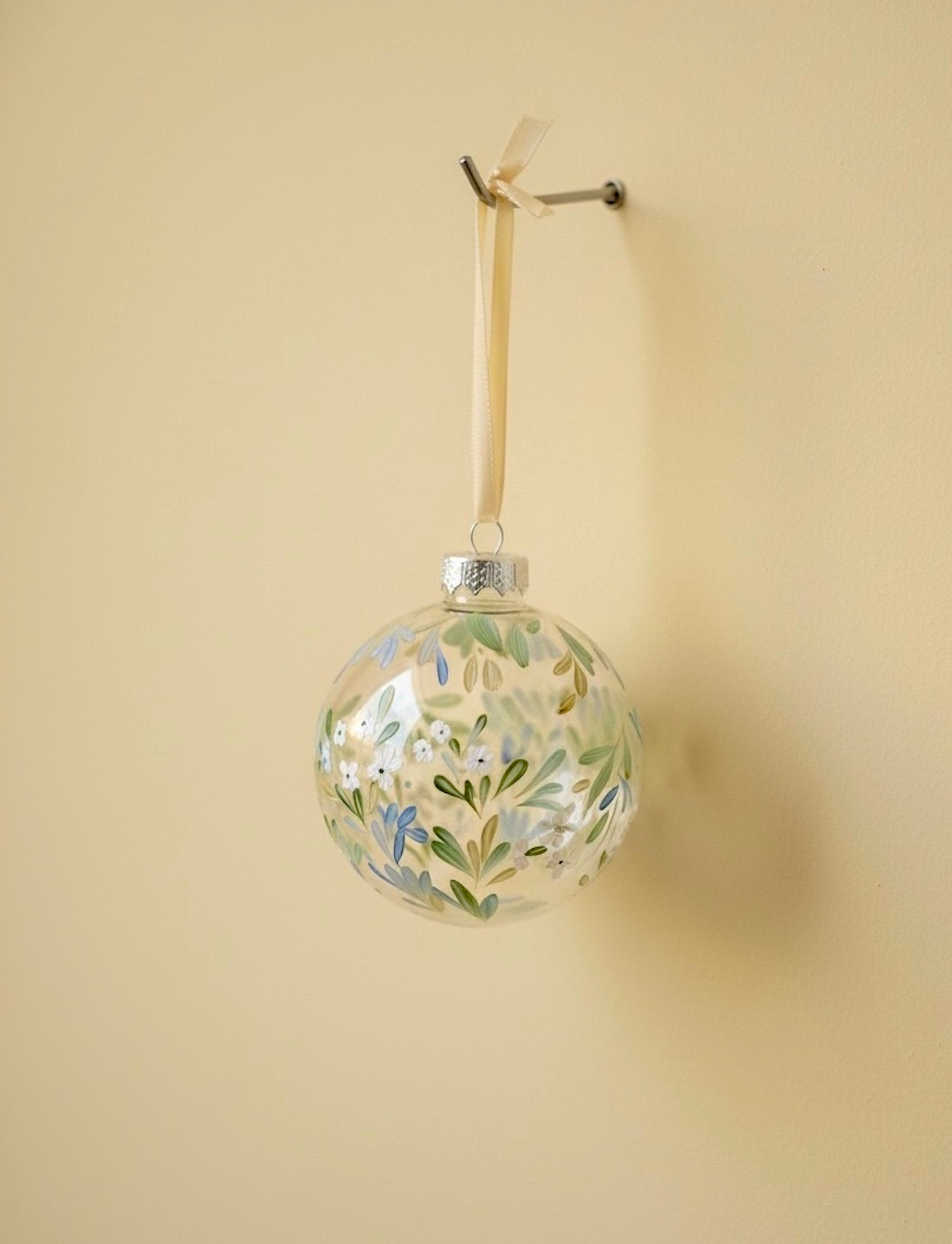 Little white flowers - Hand Painted Ornament 3"