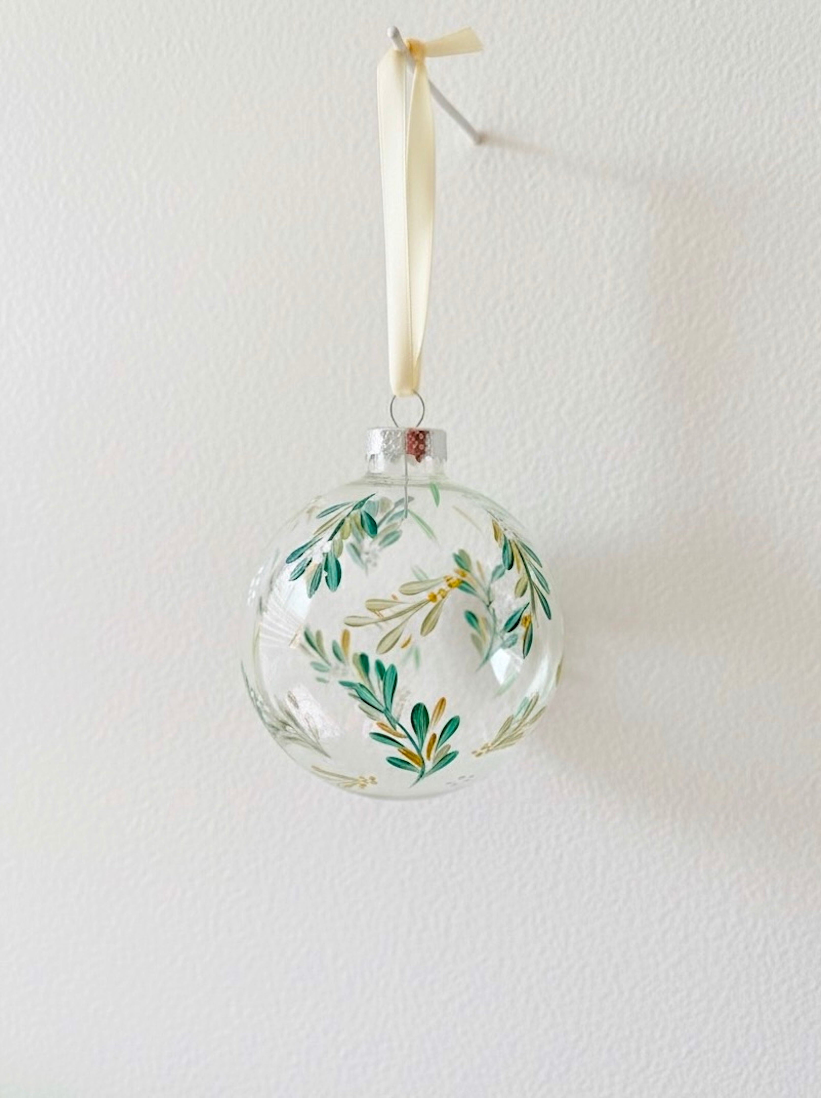 Winter Greenery- Hand Painted Ornament 3"