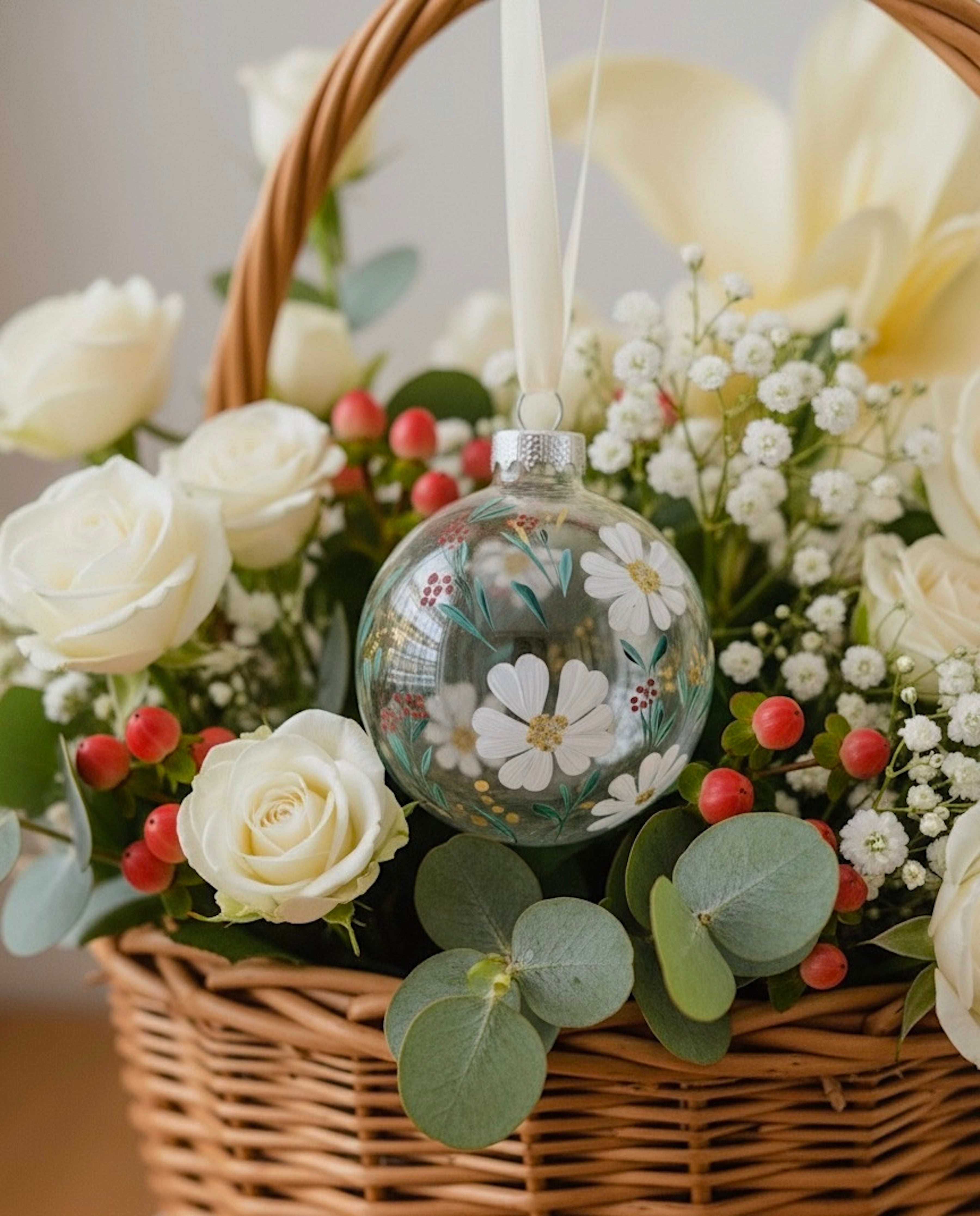 Winter in Bloom - Hand Painted Ornament 3"